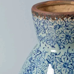 CHEHOMA - Vase haut évasé fleuri céramique 16x23cm