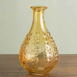 CHEHOMA - Vase liseron ambre verre 15x9x9cm