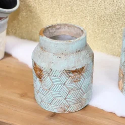 CHEMIN DE CAMPAGNE - ° vase en béton vert de gris ø14.5 x 24 cm