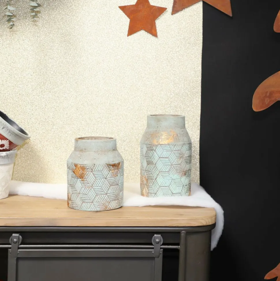 CHEMIN DE CAMPAGNE - ° vase en béton vert de gris ø15.5 x 20 cm