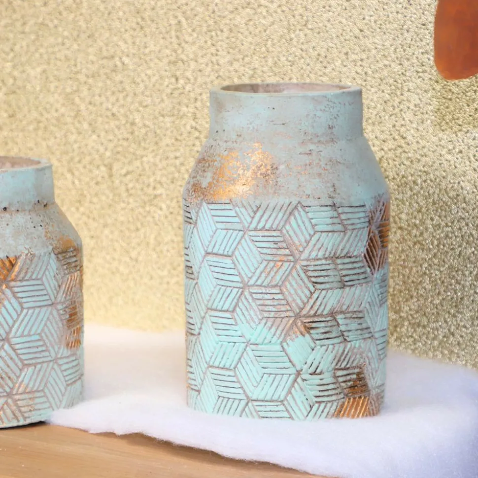 CHEMIN DE CAMPAGNE - ° vase en béton vert de gris ø15.5 x 20 cm