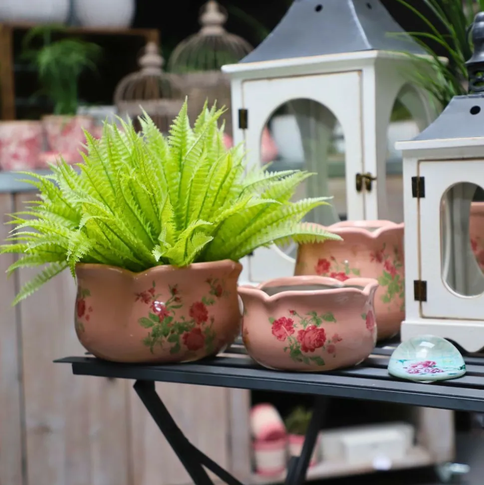 CHEMIN DE CAMPAGNE - Cache-pot en céramique rose ø.15.5 x 14.5 cm