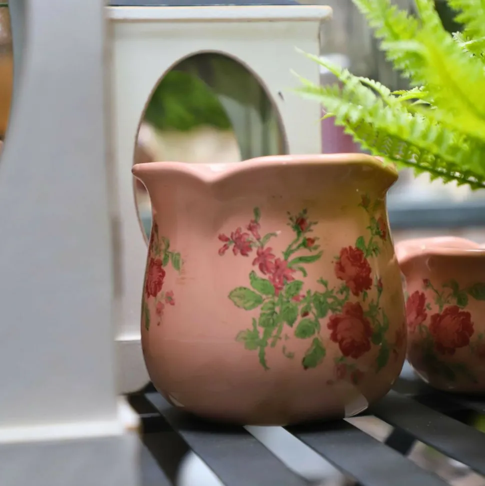 CHEMIN DE CAMPAGNE - Cache-pot en céramique rose ø.15.5 x 14.5 cm