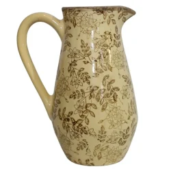 CHEMIN DE CAMPAGNE - Pichet en céramique émaillée "fleurs marron" 20x14.5x25.5