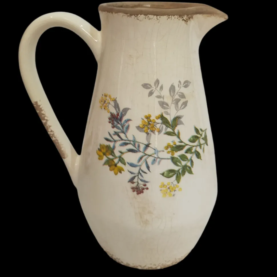 CHEMIN DE CAMPAGNE - Pichet vase en céramique beige 20 x 14 x 25 cm