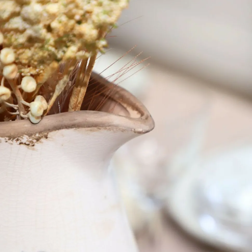 CHEMIN DE CAMPAGNE - Pichet vase en céramique beige 20 x 14 x 25 cm