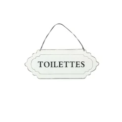 CHEMIN DE CAMPAGNE - Plaque de porte décorative vintage de toilettes en métal blanc 12x7cm
