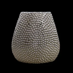 CHEMIN DE CAMPAGNE - Vase céramique argenté 23 x 23.5 cm