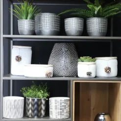 CHEMIN DE CAMPAGNE - Vase céramique argenté 23 x 23.5 cm