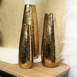 CHEMIN DE CAMPAGNE - Vase en céramique doré 16.5 x 45cm