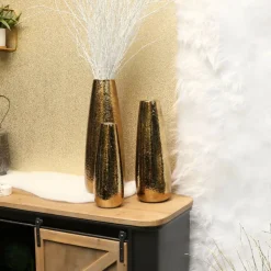 CHEMIN DE CAMPAGNE - Vase en céramique doré 16.5 x 45cm