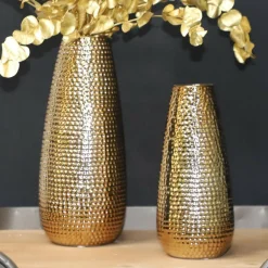 CHEMIN DE CAMPAGNE - Vase en céramique doré 14 x 33.5 ø ouv 5,5