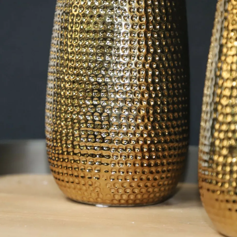 CHEMIN DE CAMPAGNE - Vase en céramique doré 14 x 33.5 ø ouv 5,5