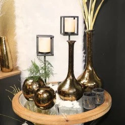 CHEMIN DE CAMPAGNE - Vase en céramique doré 19 x 43cm