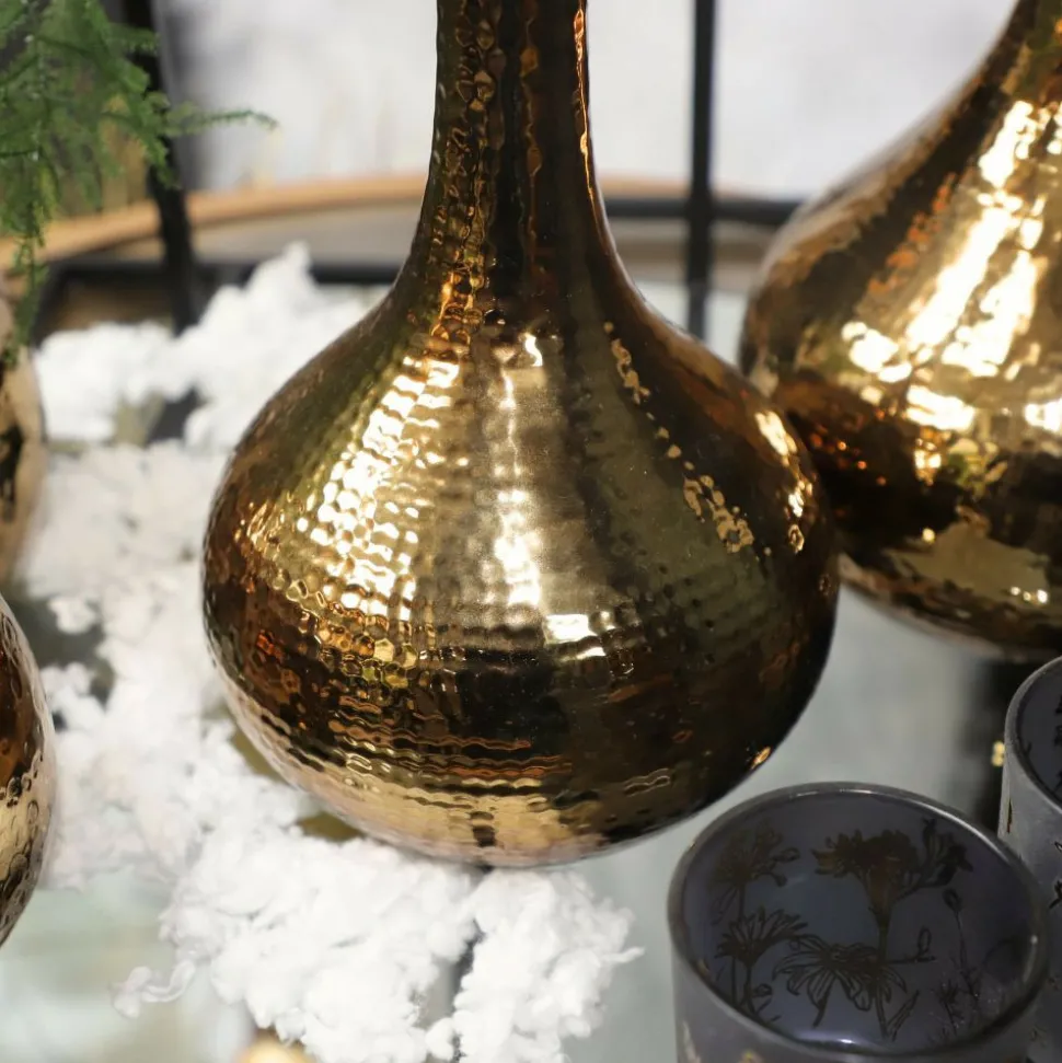 CHEMIN DE CAMPAGNE - Vase en céramique doré 19 x 43cm