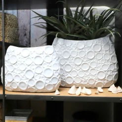 CHEMIN DE CAMPAGNE - Vase en céramique blanc 35.5 x 14.5 x ht.26 cm