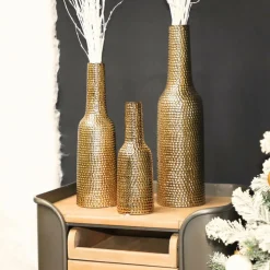 CHEMIN DE CAMPAGNE - Vase en céramique doré 14 x 51 ø ouv 4 cm