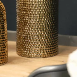 CHEMIN DE CAMPAGNE - Vase en céramique doré 14 x 51 ø ouv 4 cm