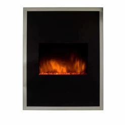 CHEMIN'ARTE® - Cheminée murale empire state en acier et verre trempé