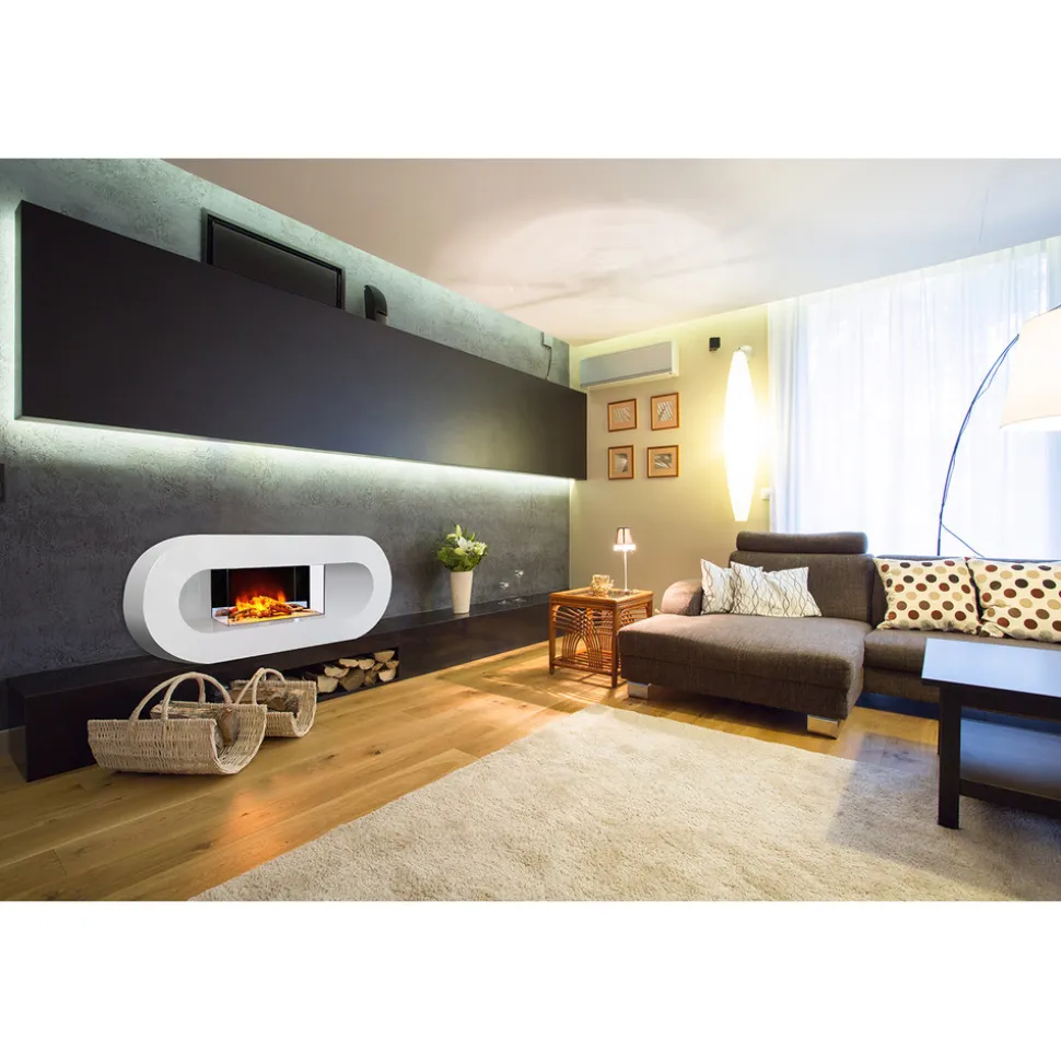 Chemin'arte cheminée électrique 2000w blanc - ovalia