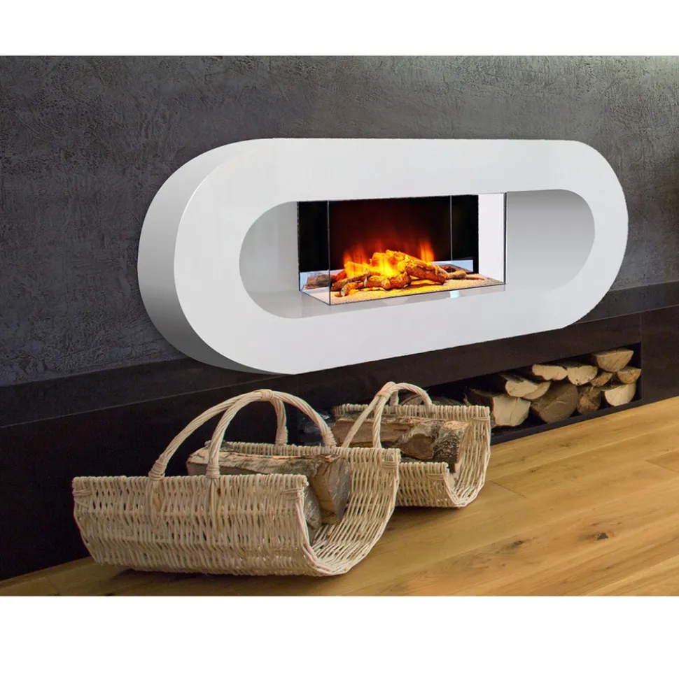 Chemin'arte cheminée électrique 2000w blanc - ovalia