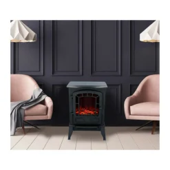 CLASSIC FIRE - Cheminée murale électrique décorative torino noir 2000 w 56,5 x 24 x 38 cm