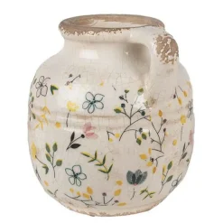 CLAYRE & EEF - Pichet décoratif fleuri jaune 12x14cm