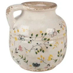 CLAYRE & EEF - Pichet décoratif fleuri jaune 12x14cm