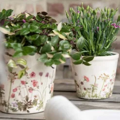 CLAYRE & EEF - Pot de fleurs rose beige céramique 14x14x13cm