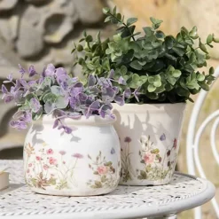 CLAYRE & EEF - Pot de fleurs rose beige céramique 14x14x13cm