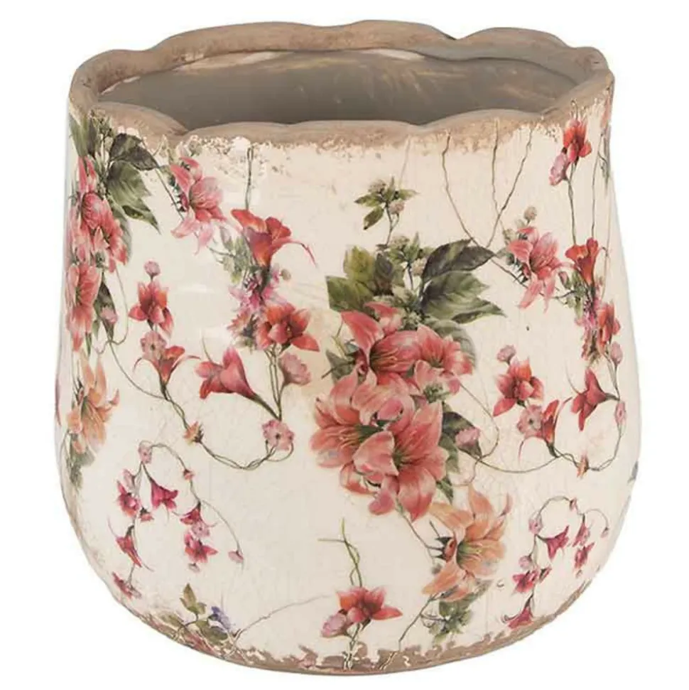 CLAYRE & EEF - Pot de fleurs rose beige céramique 18x18x16cm