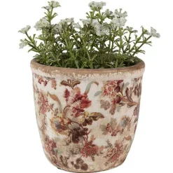 CLAYRE & EEF - Pot de fleurs rose céramique beige 11x11x11cm