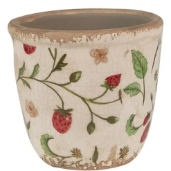 CLAYRE & EEF - Pot de fleurs fraise beige rouge céramique 11x11x10cm