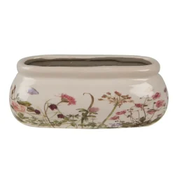 CLAYRE & EEF - Pot de fleurs ovale beige céramique 18x8x7cm