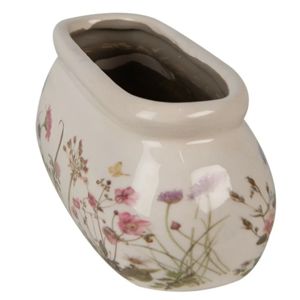 CLAYRE & EEF - Pot de fleurs ovale beige céramique 18x8x7cm