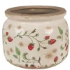 CLAYRE & EEF - Pot de fleurs strawberries beige rouge céramique 20x20x15cm