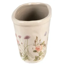 CLAYRE & EEF - Pot de fleurs ovale beige rose céramique 27x13x14cm
