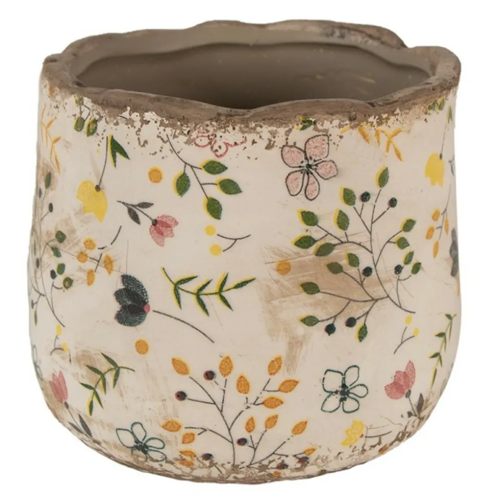 CLAYRE & EEF - Pot fleuri beige jaune 14x12cm