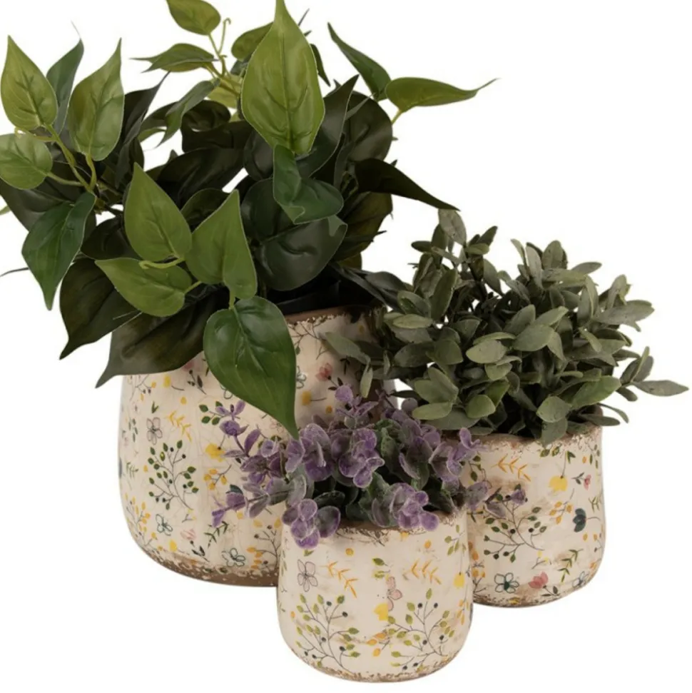 CLAYRE & EEF - Pot fleuri beige jaune 14x12cm