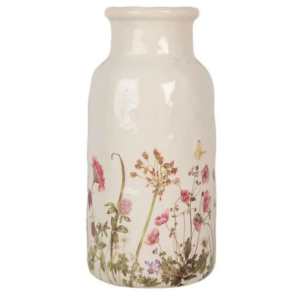 CLAYRE & EEF - Vase fleurs beige céramique 15x32cm