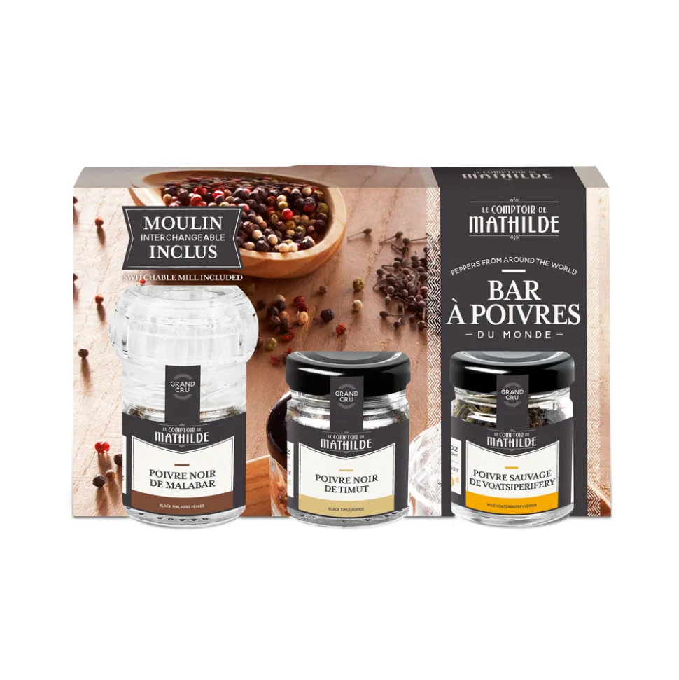 Coffret assortiment poivres du monde - 2x15g + 1x10g