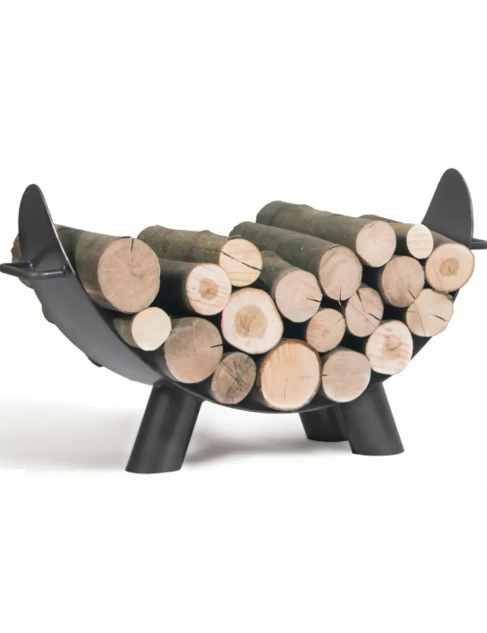 COOK KING - Porte bûches demi-lune mila en acier noir 70x44 cm