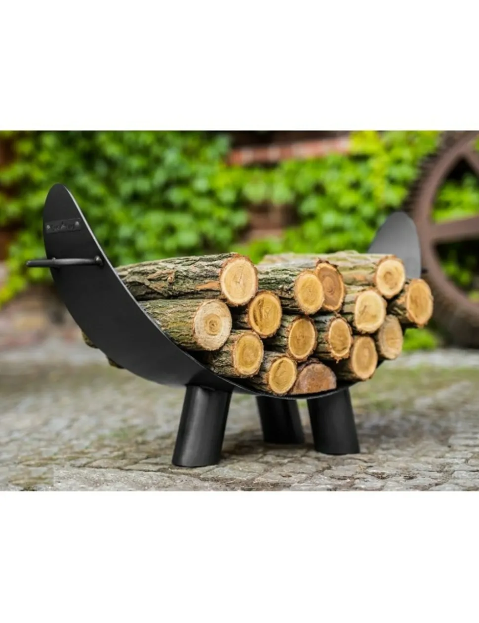 COOK KING - Porte bûches demi-lune mila en acier noir 70x44 cm