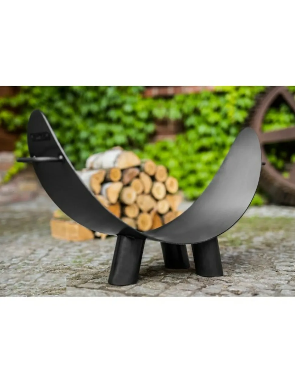 COOK KING - Porte bûches demi-lune mila en acier noir 70x44 cm