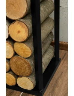 COOK KING - Porte bûches rectangulaire luis en acier noir 120x40x20 cm