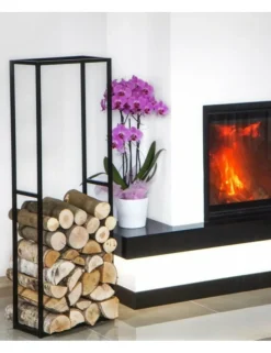 COOK KING - Range-bûches rectangulaire en acier noir 