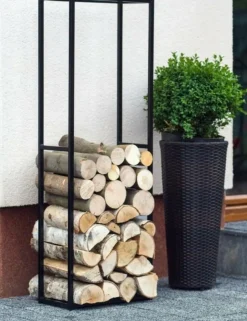 COOK KING - Range-bûches rectangulaire en acier noir "cornel"-120x40x20 cm-40 --