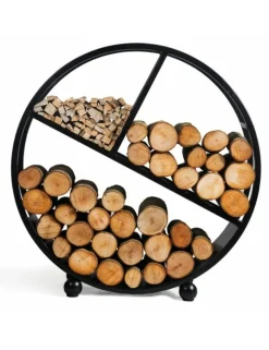 COOK KING - Range-bûches rond diego en acier noir 80 cm