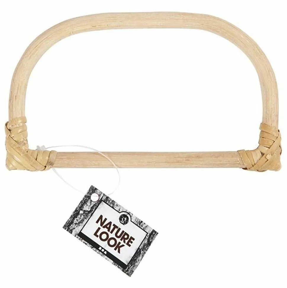 CREOTIME - 4 anses de sac arrondis en bambou 15,5 x 9 cm