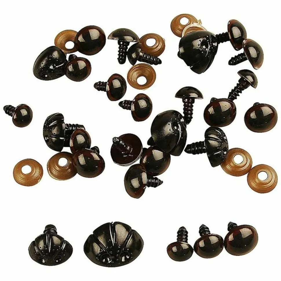 CREOTIME - 24 nez et yeux pour ours en peluche - 10 à 25 mm